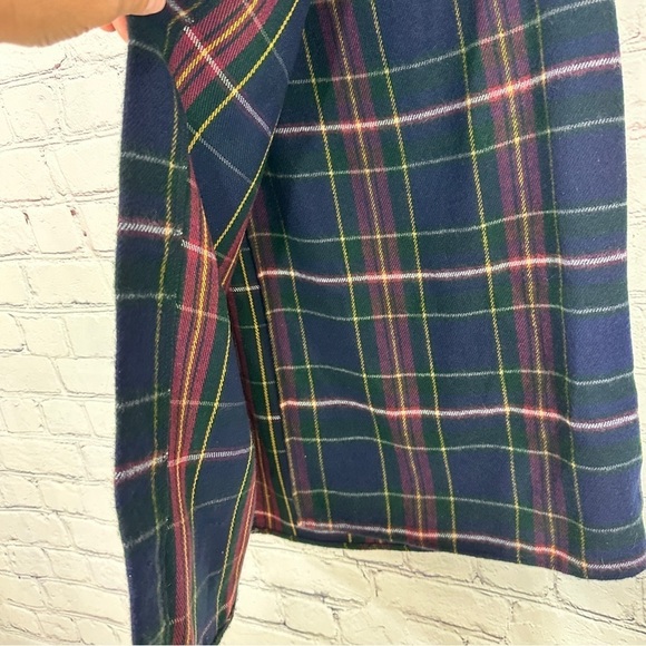 Vintage Y2K 90’s Womens plaid Skirt size Small Blue wool Tartan Pleated Wrap - Picture 9 of 9